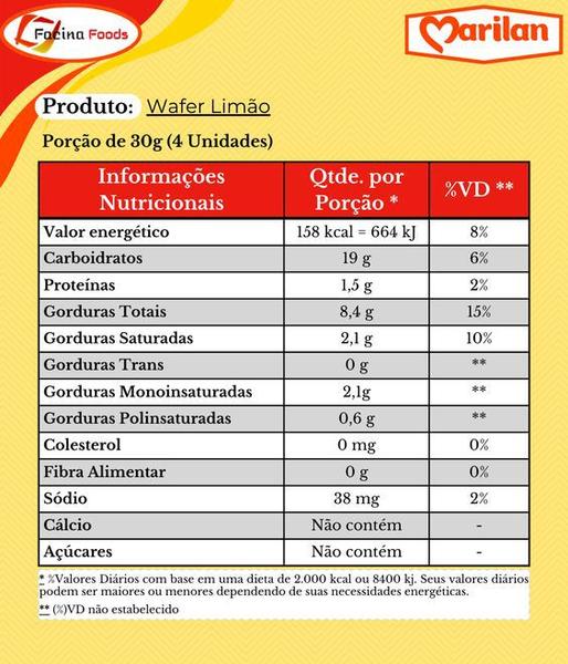 Imagem de Wafer Casquinha Crocante Recheio Sabor Limão Kit 2 Unid 115g