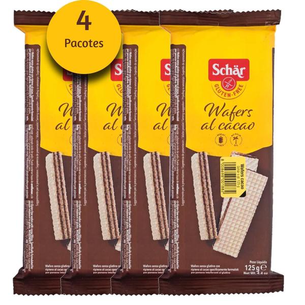Wafers Al Cacao Sem Glúten Schar 125G (4 Pacotes) Imagem de Wafers Al Cacao Sem Glúten Schar 125G (4 Pacotes)
