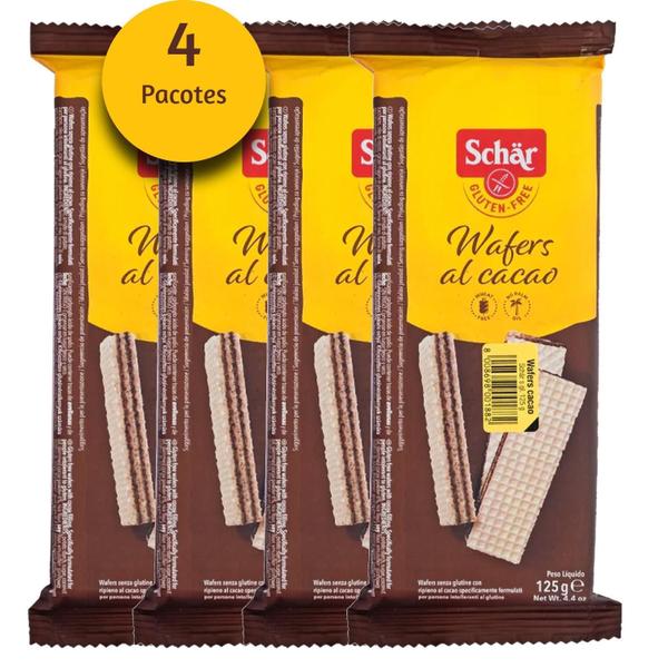 Wafers Al Cacao Sem Glúten Schar 125G (4 Pacotes) Imagem de Wafers Al Cacao Sem Glúten Schar 125G (4 Pacotes)