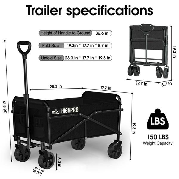 Imagem de Wagon Cart Highpro dobrável Heavy Duty Beach Black