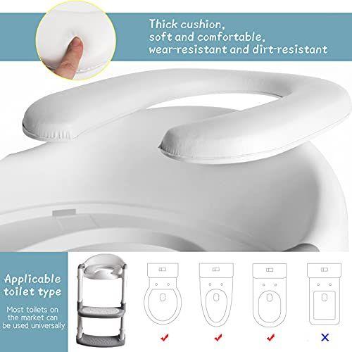 Wakagen Height ajustável vaso de vaso assento de banheiro com passos para meninos e meninas criança infantil assento de treino de banheiro infantil com alça, assento acolchoado, passos largos não deslizantes, (ZX-001) Imagem de Wakagen Height ajustável vaso de vaso assento de banheiro com passos para meninos e meninas criança infantil assento de treino de banheiro infantil com alça, assento acolchoado, passos largos não deslizantes, (ZX-001)
