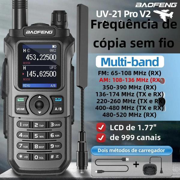 Imagem de Walkie Talkie Baofeng UV-21 Pro - À Prova D'Água, Longo Alcance (16km) e Multibanda