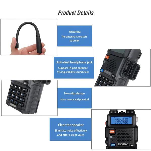 Imagem de Walkie Talkie BAOFENG UV-5R 5W/8W - Alta Potência, Banda Dupla, Ideal para Caça