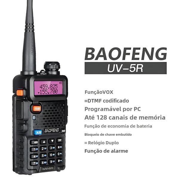 Imagem de Walkie Talkie BAOFENG UV-5R 5W/8W - Alta Potência, Banda Dupla, Ideal para Caça