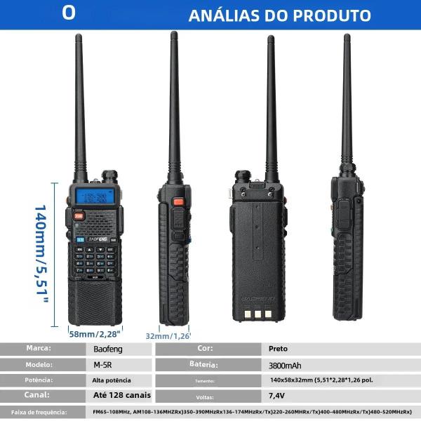 Imagem de Walkie Talkie Baofeng UV-5R/M5R de Longo Alcance - Bateria 3800mAh - AM/FM/Ham