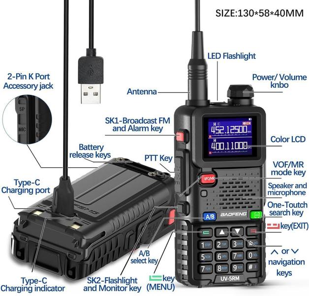 Imagem de Walkie Talkies BAOFENG 5RM 10W, portátil de longo alcance, pacote com 2 unidades