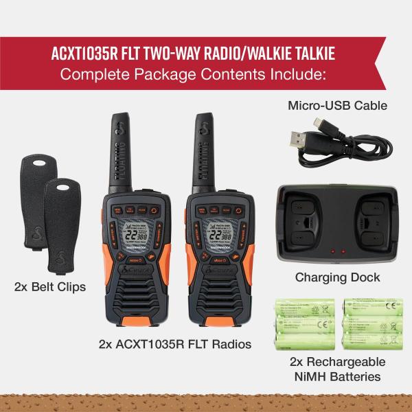 Imagem de Walkie Talkies Cobra ACXT1035R FLT à prova d'água de 37 milhas