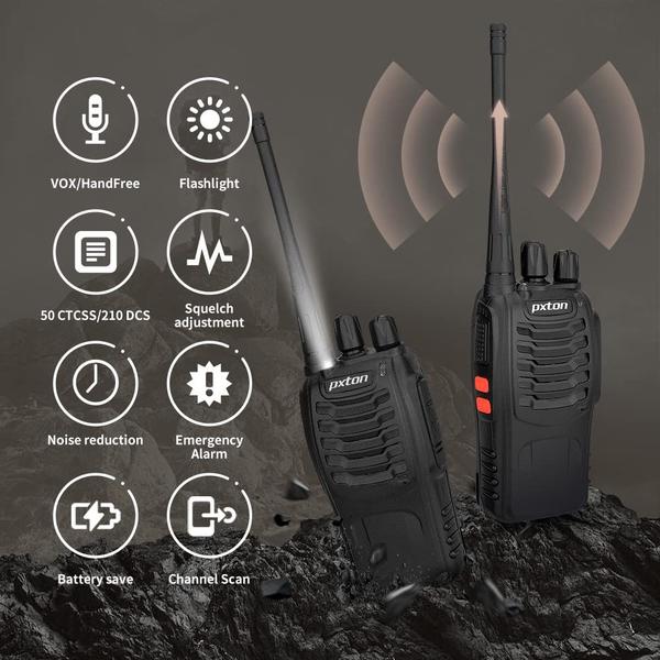 Imagem de Walkie Talkies pxton, recarregável de longo alcance, pacote com 6 unidades com carregador