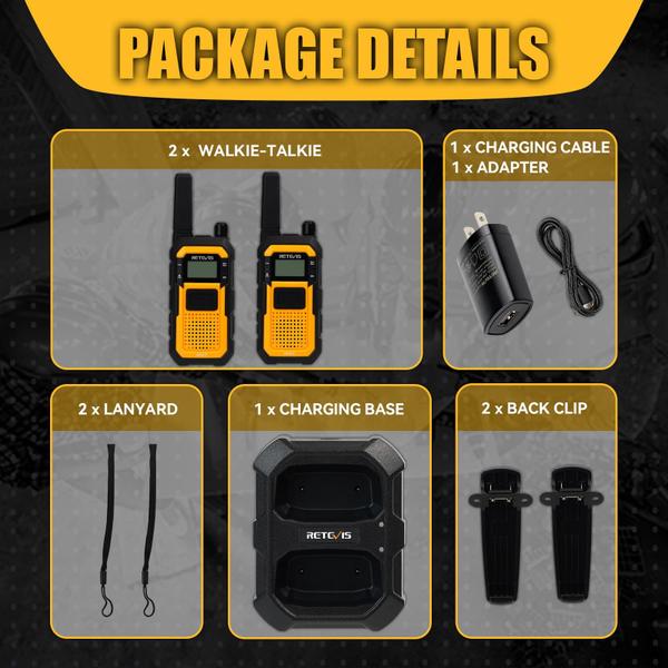 Imagem de Walkie Talkies Retevis RB48 à prova d'água, pacote com 2 unidades, amarelo