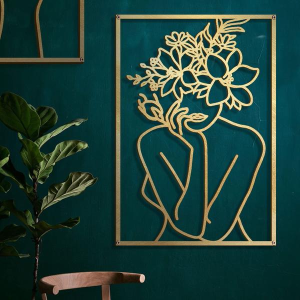 Imagem de Wall Art Decor Glamativity Gold, pacote com 4 unidades, formato de corpo feminino