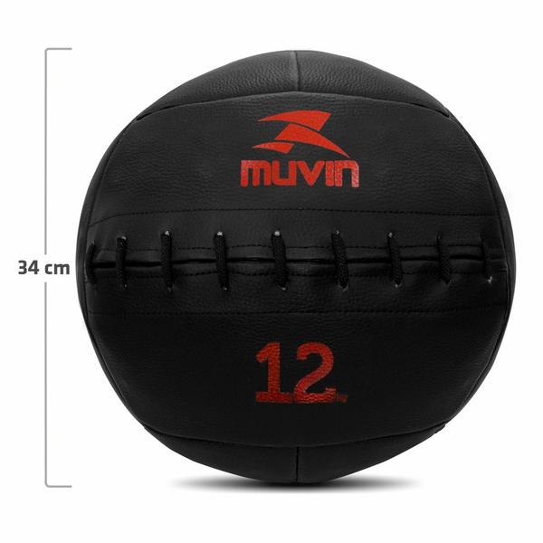 Imagem de Wall Ball 12kg Muvin para Treino Funcional com Alta Durabilidade, Resistência e Costuras Reforçadas