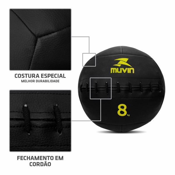 Imagem de Wall Ball 8kg Muvin para Treino Funcional com Alta Durabilidade, Costuras Reforçadas