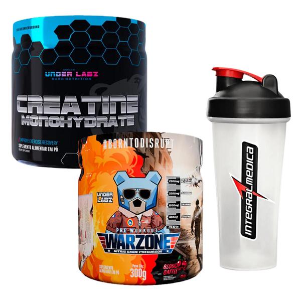 Imagem de Warzone C/ Pump Matrix - 300g + Creatina Monohidratada - 300g - Under Labz + Coqueteleira