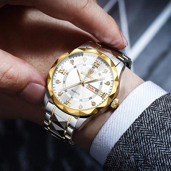 Imagem de Watch yunanwa Men Diamond Business Dress em aço inoxidável