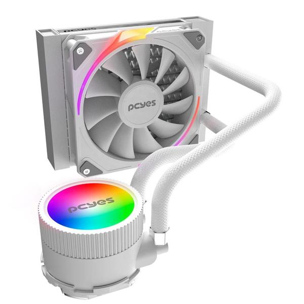 Imagem de Water Cooler Branco Para Gabinete Cpu Gamer Sangue Frio 3 White Ghost  Tdp 200W 120mm Com Led ARgb