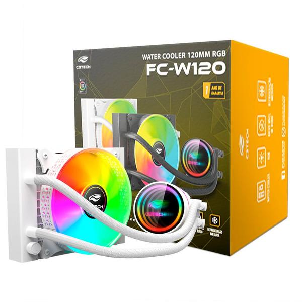 Imagem de Water Cooler Gamer, FC-W120WHRGB, 120mm, 2.600 RPM, C3Tech Gaming, Branco