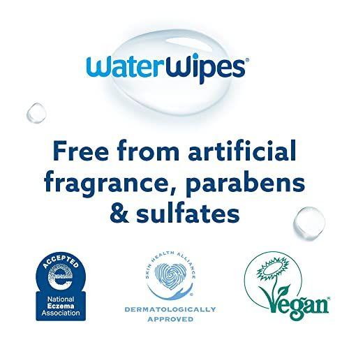 Imagem de WaterWipes Biodegradável Lenços de bebê originais, 99,9% lenços de água, não perfumado & hipoalergênico para pele sensível, 60 contagem (pacote de 12) - Embalagem pode variar