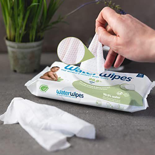 Imagem de WaterWipes Biodegradável Texturizado Limpo, Criança & Lenços, 99,9% Lenços à base de água, não percented & hipoalergênico para pele sensível, 720 Contagem (12 pacotes), Embalagem Pode Variar