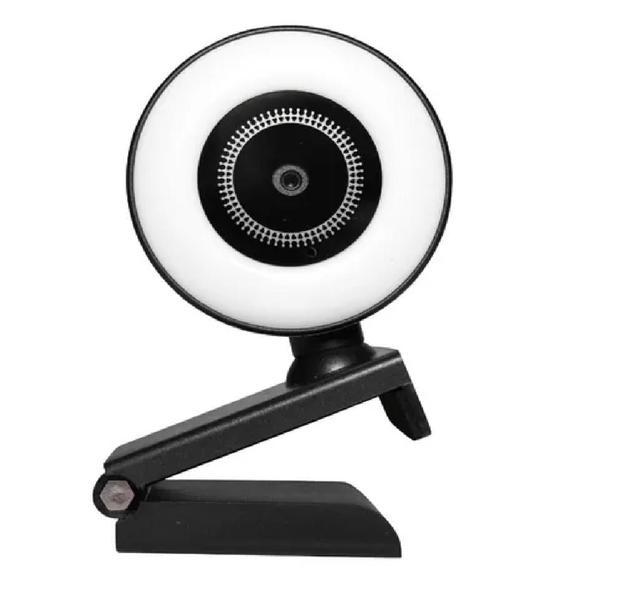 Imagem de Webcam Câmera 1080p Arco Anel Luz Led Microfone Ring Light USB Gira 360º