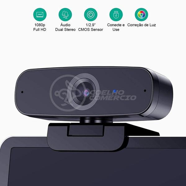 Imagem de Webcam Câmera FULL HD 1080p com Microfone USB 2.0 Profissional Pc Tv Notebook Jogos 360º - PC-W1