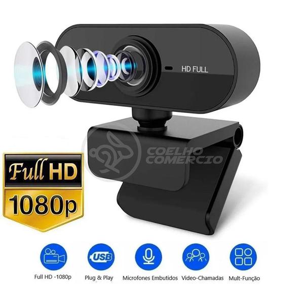 Imagem de Webcam Câmera FULL HD 1080p com Microfone USB 2.0 Profissional Pc Tv Notebook Jogos 360º - PC-W1