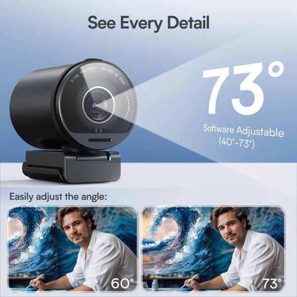 Webcam EMEET SmartCam S800 - 4K com Transmissão em 1080p a 60fps
