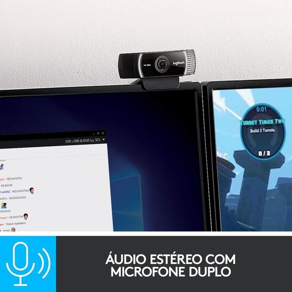 Imagem de Webcam Full HD Logitech C922 Pro Stream com Microfone Embutido, 1080p e Tripé Incluso, Compatível Logitech Capture - 960-001087