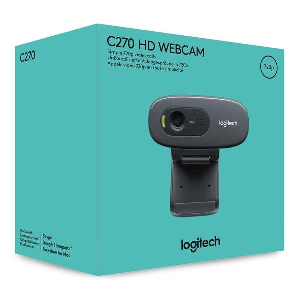 Imagem de Webcam HD Logitech C270, 720p, 30 FPS, Microfone Integrado, USB 2.0 - 960-000694