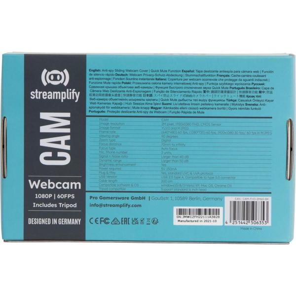 Imagem de Webcam Streamplify Full HD 60FPS Preta