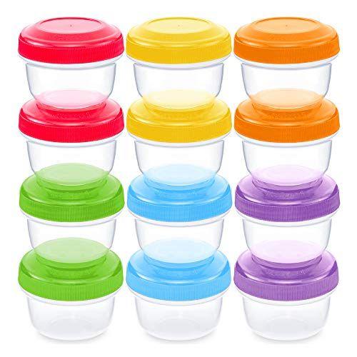 Imagem de WeeSprout Leakproof Baby Food Storage - 12 Container Set, Pequenos Recipientes plásticos com Tampas, Bloqueio em Frescor, Nutrientes, &amp Sabor, Freezer &amp Dishwasher Friendly, 4oz Snack Container