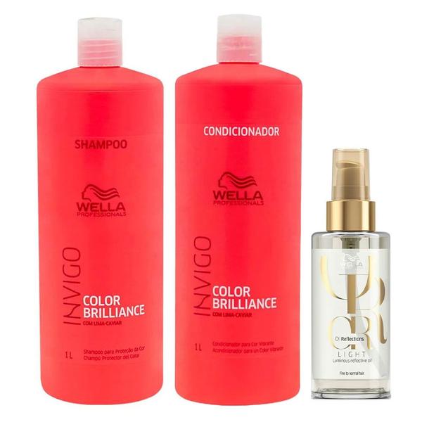 Wella Professionals Invigo Color Brilliance Kit  Shampoo + Condicionador + Óleo Light