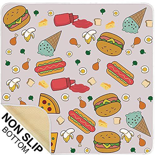 Imagem de Welspo Baby Splat Mat para Sob Cadeira Alta, Tapete de Piso Grande Lavável, Anti-Slip Silicone Spot Waterproof Baby Splash Mat, Food Catcher Art Craft Leak Proof Mat (51'' X 51'') Artesanato (Comida)