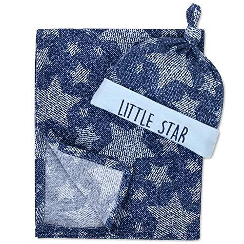 Imagem de Wendy Bellissimo Super Soft Swaddle Recebendo Cobertor (35x40) com Chapéu ou Headband para Baby Boy ou Baby Girl, Little Star