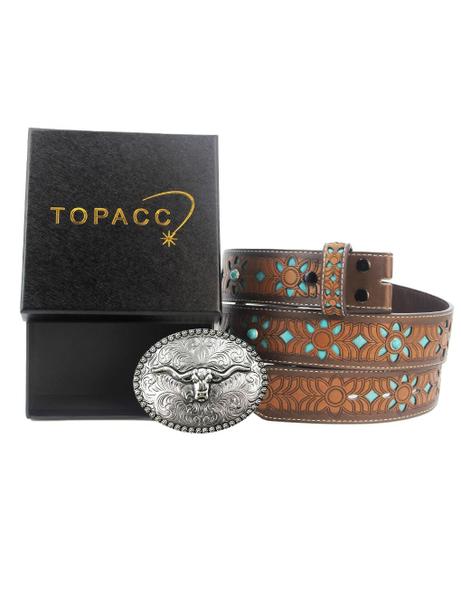 Imagem de Western Belt TOPACC com padrão Longhorn Bull para mulheres/homens