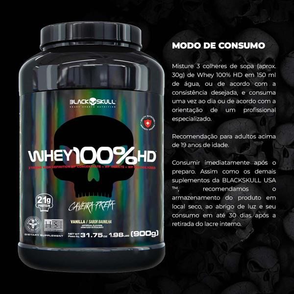 Imagem de Whey 100% Hd Black Skull Baunilha 900G