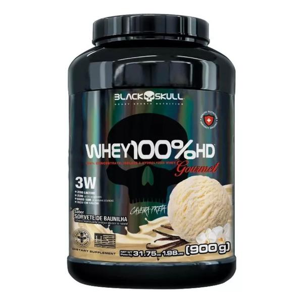 Imagem de Whey 100%hd Gourmet 900g Black Skull  Baunilha