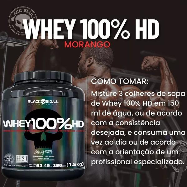 Imagem de Whey 100% HD Morango Black Skull Pote 1.8kg