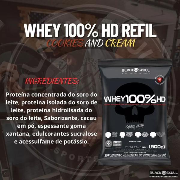 Imagem de Whey 100% HD - Refil (900g) - Black Skull Cookies and Cream