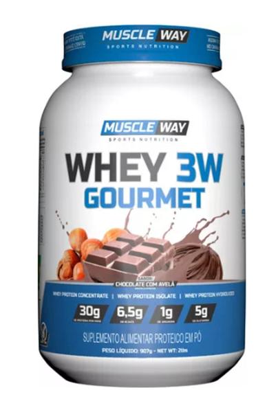 Imagem de Whey 3w Gourmet 907g Sabor Chocolate Com Avelã - Muscle Way