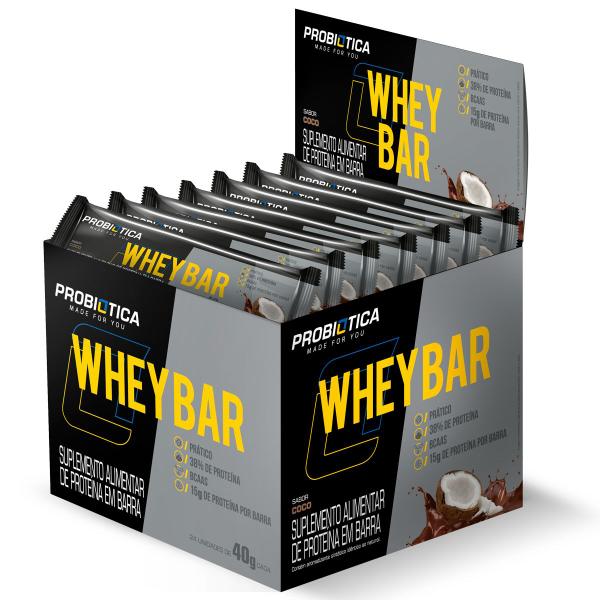 Imagem de Whey bar barra proteina 40g caixa 24 un coco probiotica