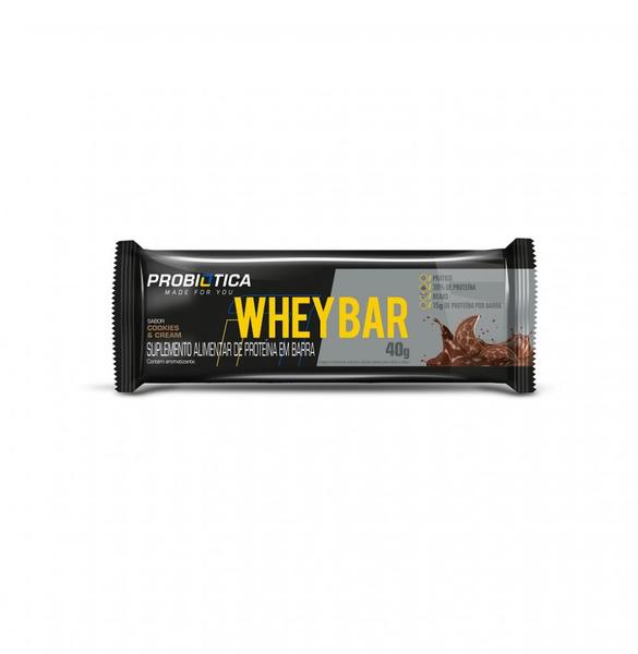 Whey Bar Low Carb (40g) - Sabor: Cookies - Probiótica Imagem de Whey Bar Low Carb (40g) - Sabor: Cookies
