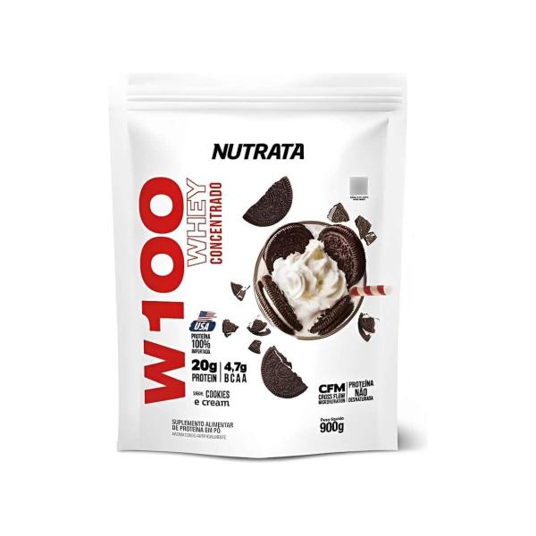 Imagem de Whey Concentrado W100 Cookies e Cream Refil 900g  Nutrata