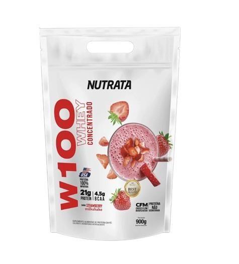 Imagem de Whey Concentrado W100 Morango Refil 900g Nutrata