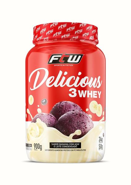 Imagem de Whey Delicious Ftw 900G Banana Com Açaí + Coqueteleira 600Ml