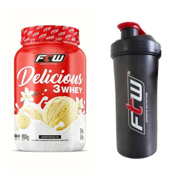 Imagem de Whey Delicious Ftw 900G Chantilly Com Morango + Coqueteleira