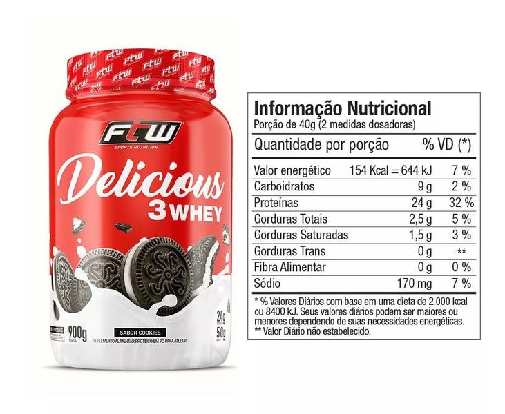 Imagem de Whey Delicious Ftw 900G Cookies + Coqueteleira 600Ml