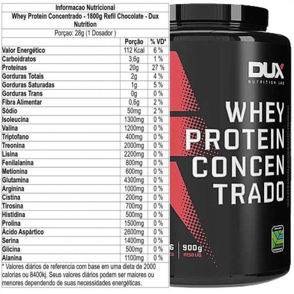 Imagem de Whey Dux Concentrado 900g + Coqueteleira Premium Fumê 800ml