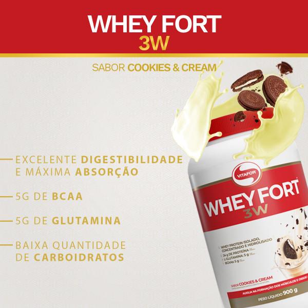 Imagem de Whey Fort 3W  Sabor Cookies and Cream 900g  Vitafor