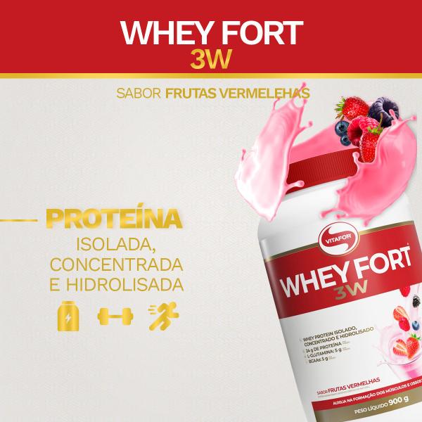 Imagem de Whey fort 3w sabor frutas vermelhas 900g  vitafor