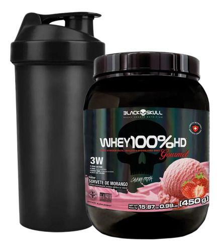 Imagem de Whey Gourmet Zero 100% Hd Black Skull Coqueteleteira 600ml